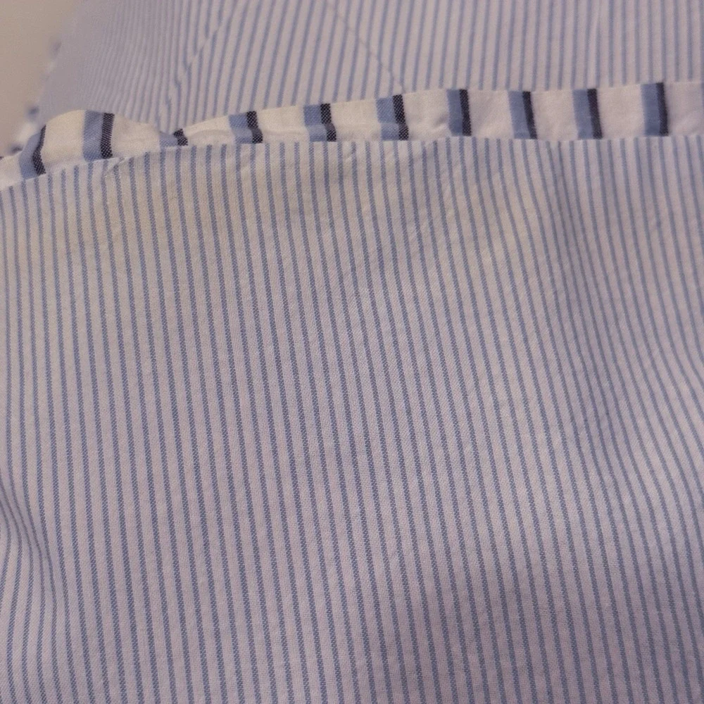West Elm Organic Cotton Stripe Duvet Cover Full Queen Kyoto Blue + 2 Shams